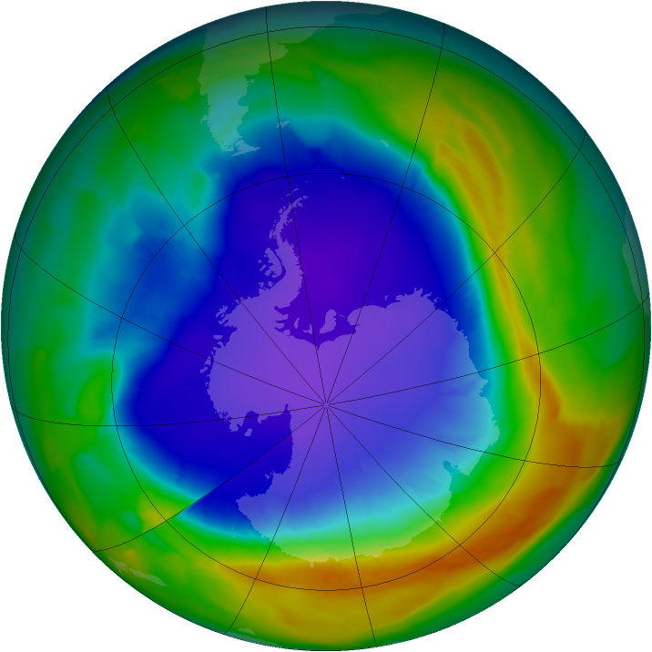 Antarctic ozone map for 30 September 2013
